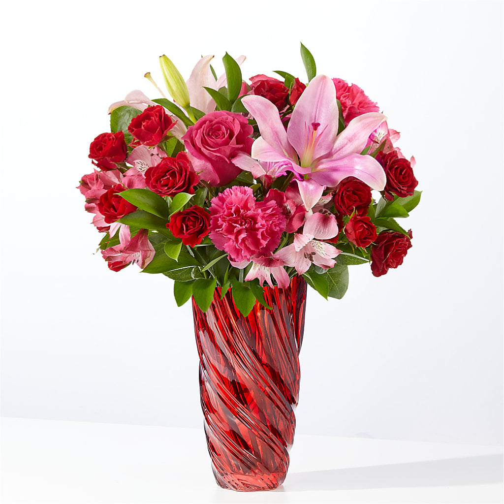 In Love Bouquet with Luxe Swirl Vase – Forget-me-not Florist, Fort Recovery OH