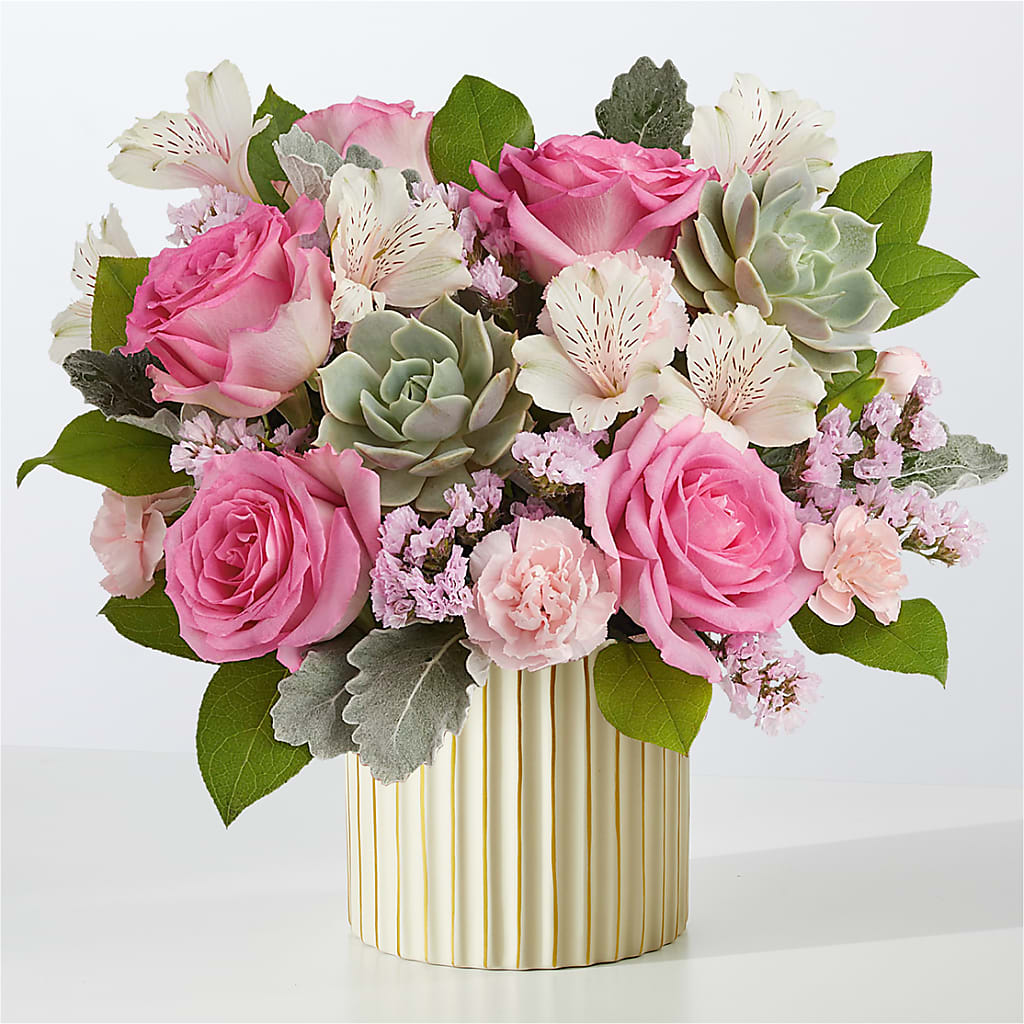 Dusty Rose Bouquet with Ivory Vase – Forget-me-not Florist, Fort Recovery OH