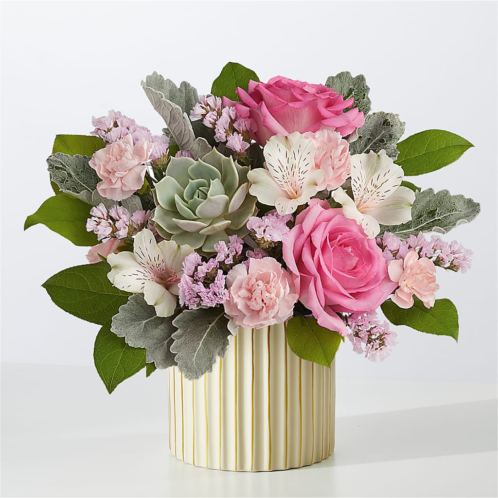Dusty Rose Bouquet with Ivory Vase – Forget-me-not Florist, Fort Recovery OH