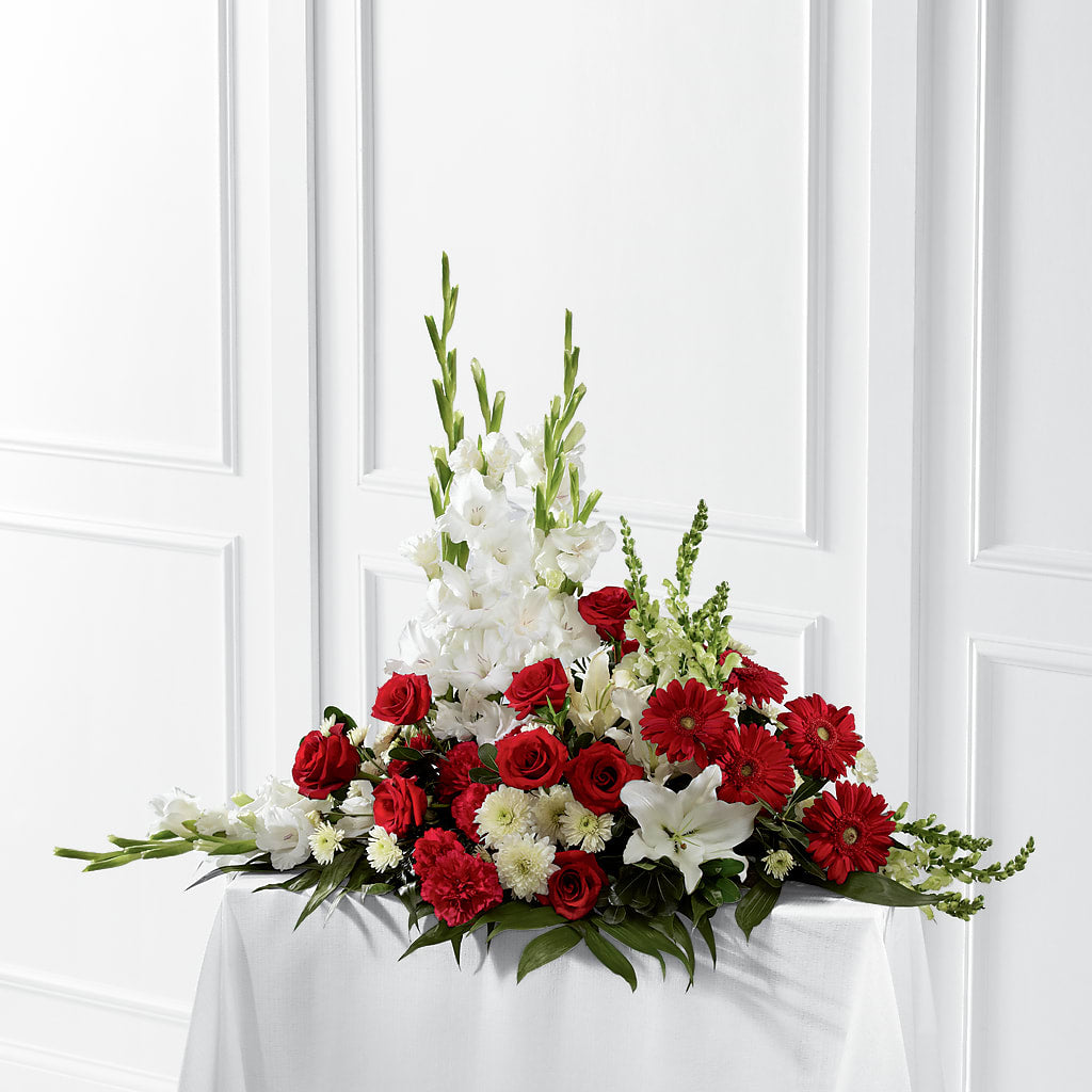 Crimson & White Arrangement – Forget-me-not Florist, Fort Recovery OH