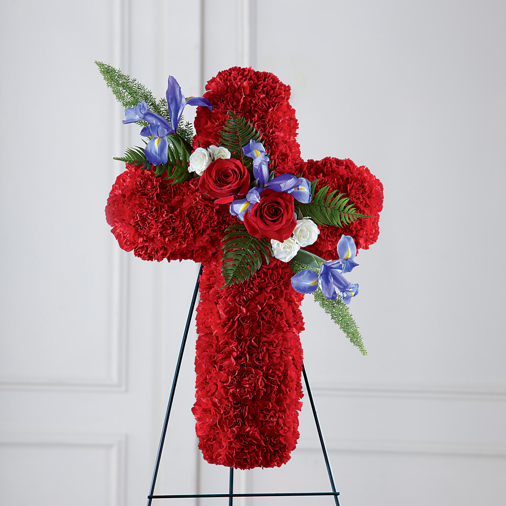 Faithful Hero Floral Cross – Forget-me-not Florist, Fort Recovery OH