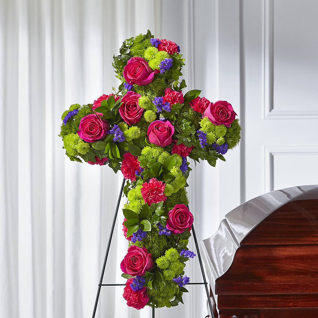 Tribute Rose Floral Cross – Forget-me-not Florist, Fort Recovery OH