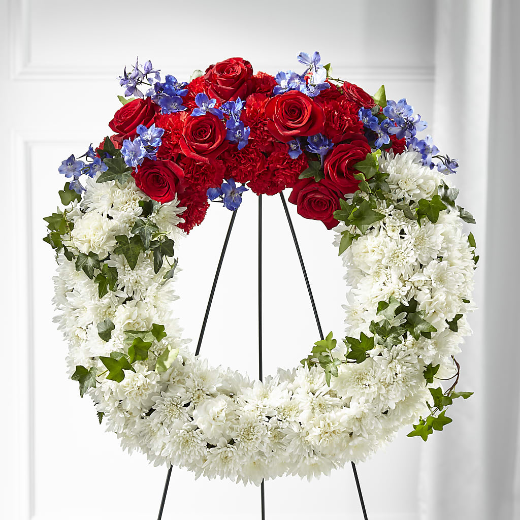 Patriotic Passion Wreath – Forget-me-not Florist, Fort Recovery OH