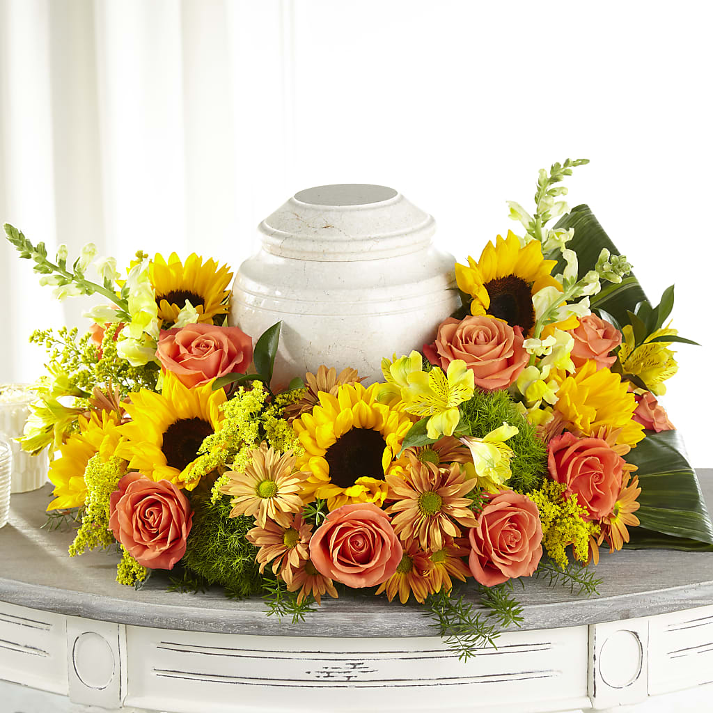 Faithful Sunflower Cremation Adornment – Forget-me-not Florist, Fort Recovery OH