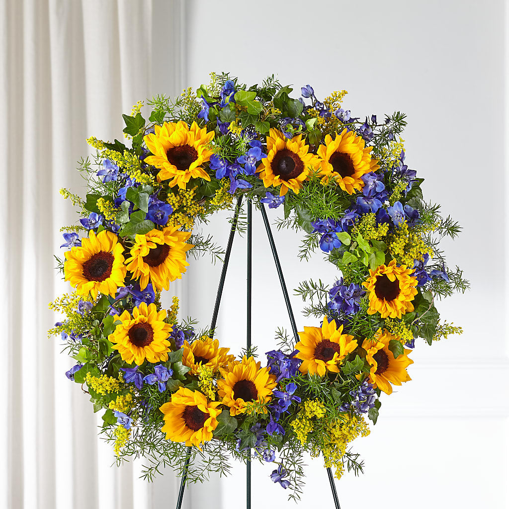 Bright Rays Wreath – Forget-me-not Florist, Fort Recovery OH
