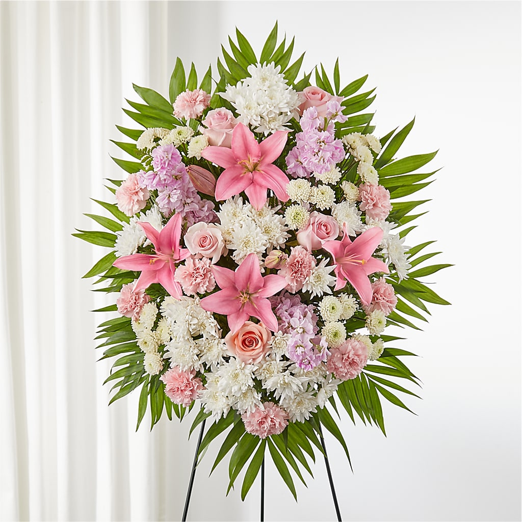 Offering Solace Standing Spray – Forget-me-not Florist, Fort Recovery OH