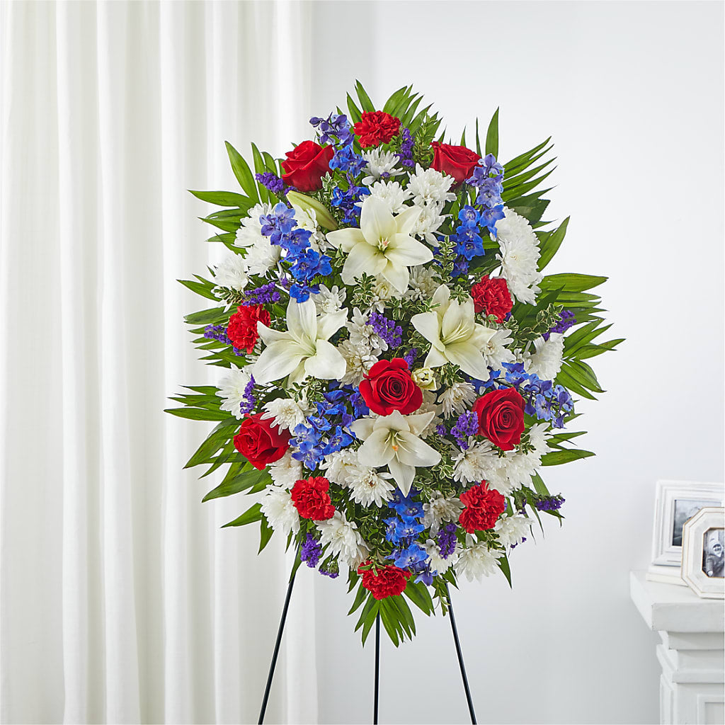 Cherished Service Standing Spray – Forget-me-not Florist, Fort Recovery OH