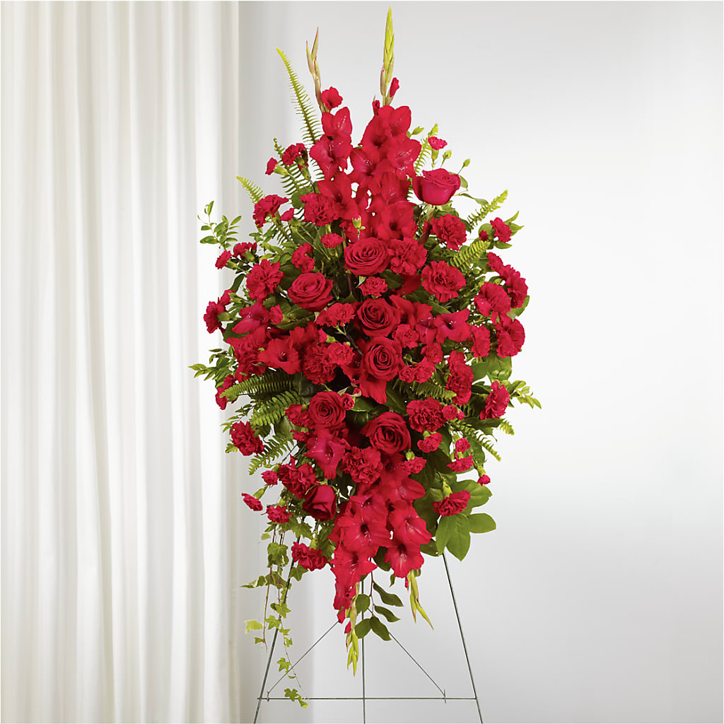 From the Heart Standing Spray – Forget-me-not Florist, Fort Recovery OH