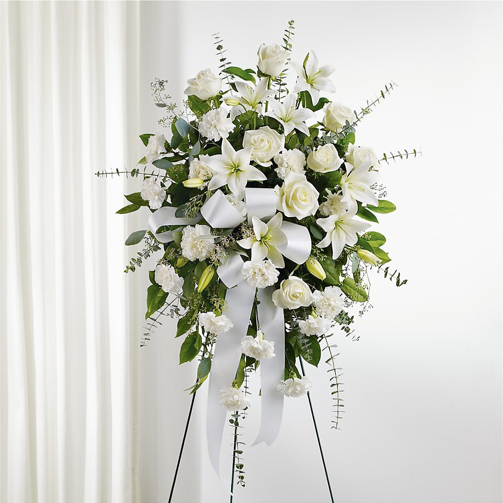 With Care Standing Spray – Forget-me-not Florist, Fort Recovery OH