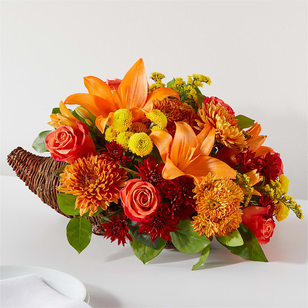 Bouquet of Blessings Cornucopia – Forget-me-not Florist, Fort Recovery OH
