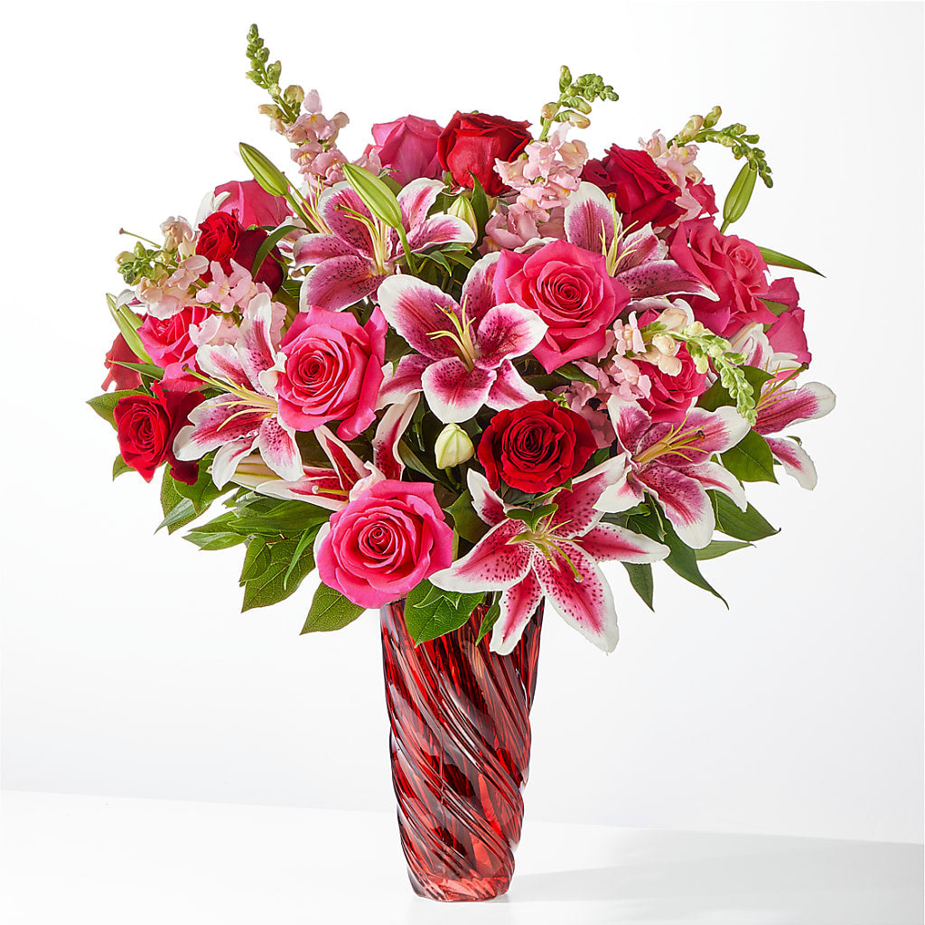 Always You Bouquet with Luxe Swirl Vase – Forget-me-not Florist, Fort Recovery OH