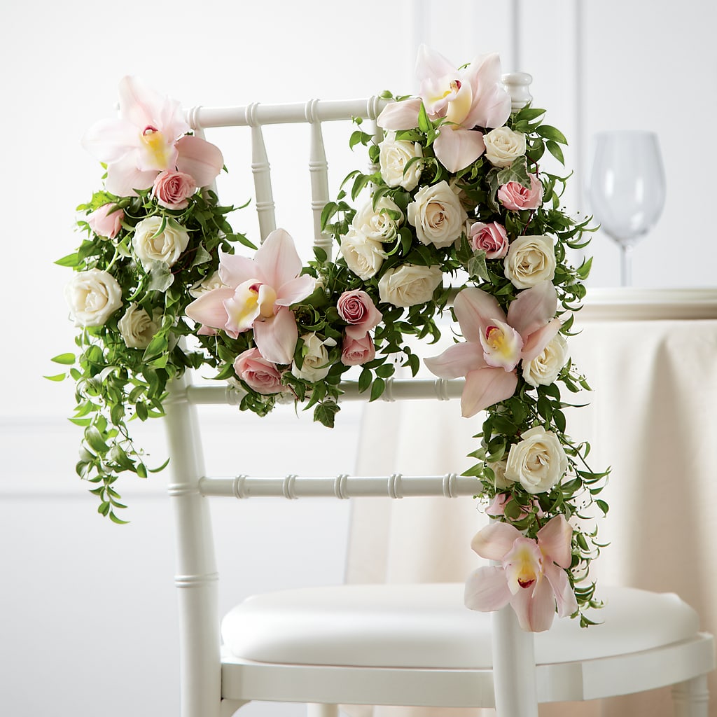 Orchid Rose Chair Décor – Forget-me-not Florist, Fort Recovery OH