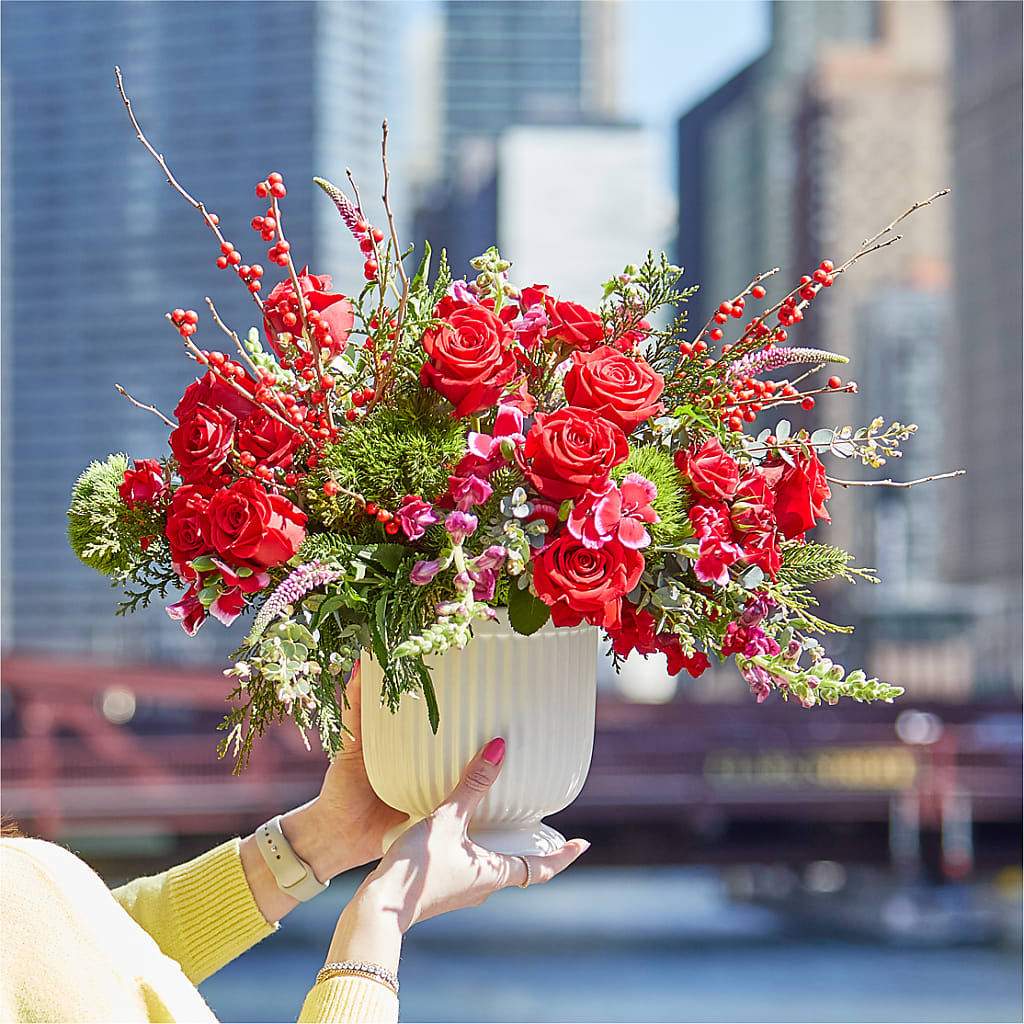Big Red Bow Bouquet –  Forget-me-not Florist, Fort Recovery OH