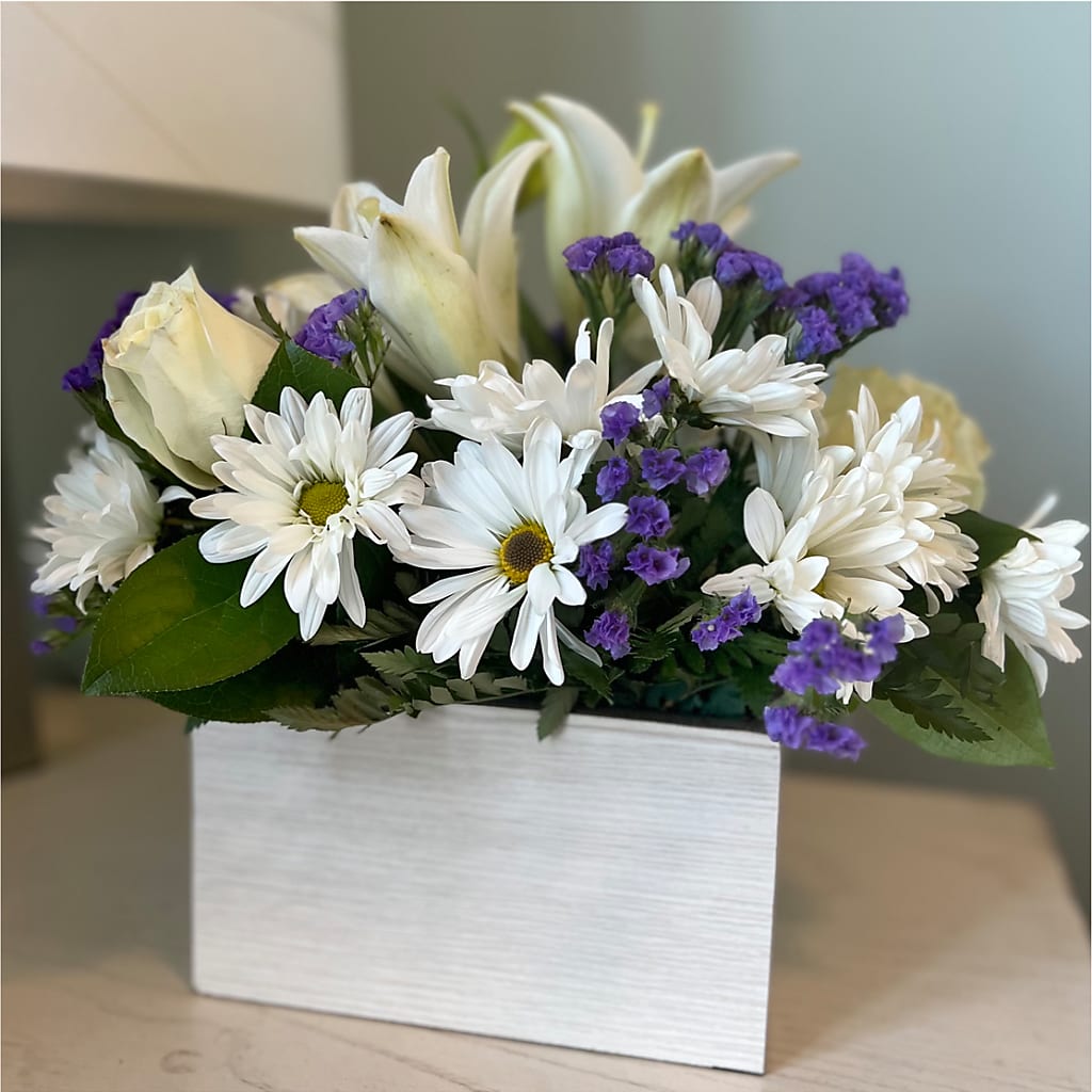 Beyond Blue Box Bouquet –  Forget-me-not Florist, Fort Recovery OH