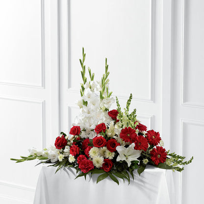 Crimson & White Arrangement –  Forget-me-not Florist, Fort Recovery OH