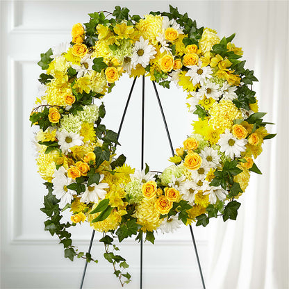 Golden Remembrance Wreath –  Forget-me-not Florist, Fort Recovery OH
