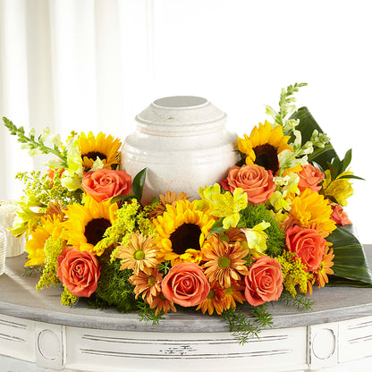 Faithful Sunflower Cremation Adornment –  Forget-me-not Florist, Fort Recovery OH