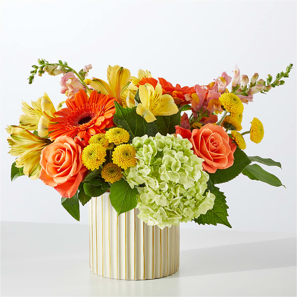 Autumn Sunshine Bouquet with Ivory Vase –  Forget-me-not Florist, Fort Recovery OH