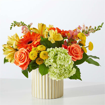 Autumn Sunshine Bouquet with Ivory Vase –  Forget-me-not Florist, Fort Recovery OH