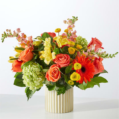 Autumn Sunshine Bouquet with Ivory Vase –  Forget-me-not Florist, Fort Recovery OH