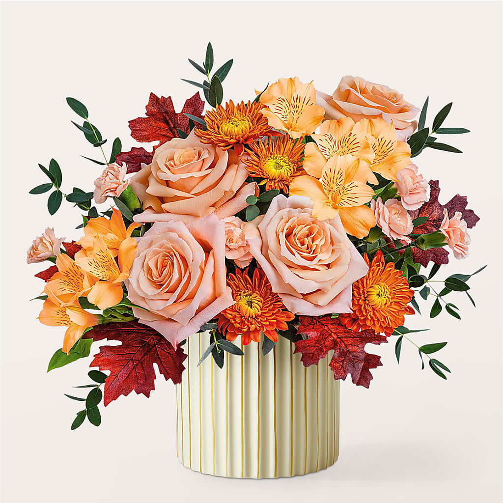 Spiced Latte Bouquet with Ivory Vase –  Forget-me-not Florist, Fort Recovery OH
