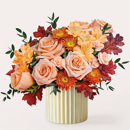 Spiced Latte Bouquet with Ivory Vase –  Forget-me-not Florist, Fort Recovery OH