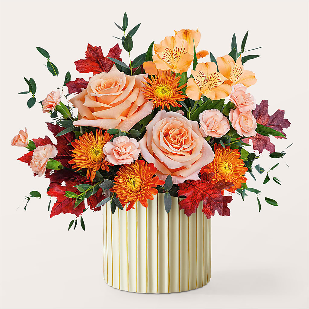 Spiced Latte Bouquet with Ivory Vase –  Forget-me-not Florist, Fort Recovery OH