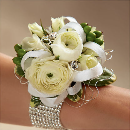 White Wedding Corsage –  Forget-me-not Florist, Fort Recovery OH